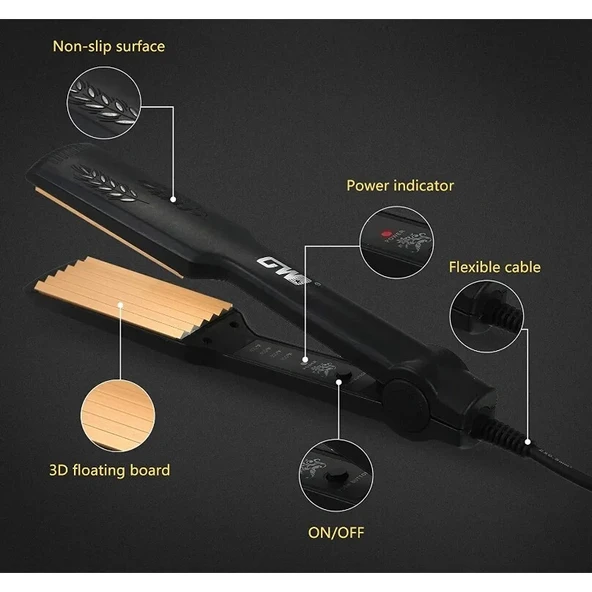 GW-7657 Elektrikli Zikzak Isıtma Ayarı Dalgalı Saç Modelleyici Saç Şekillendirici Aracı (5365) - Resim 5