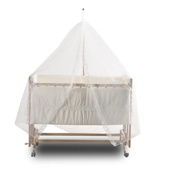 ComfyMax Sallanır Anne Yanı Doğal Ahşap Beşik ve Uyku Seti - 60x120 cm - Resim 2