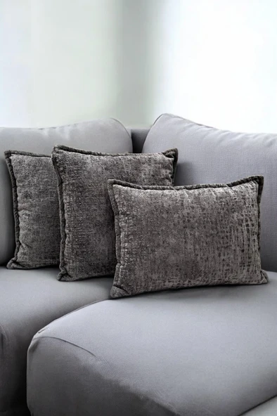 VISIONARIO Kırlent İthal Kadife Kumaş 3'lü Set - Yumuşak Dokulu Dekoratif Özel Tasarım Kırlent Kılıfı - S05 - Resim 2