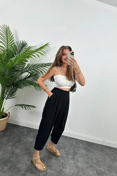 Kadın Yüksek Bel Hürrem Pantolon - Resim 2