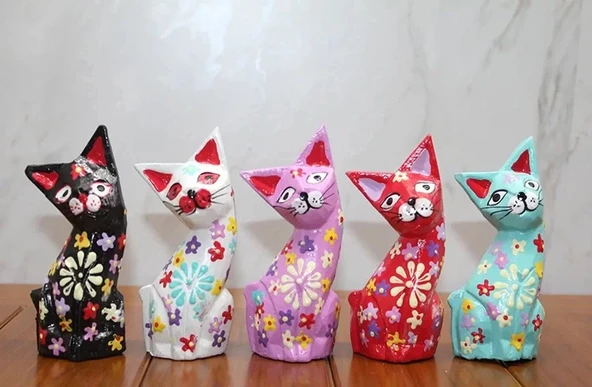 Ahşap 5'li Kedi Seti Polos:7 ürün görseli 1