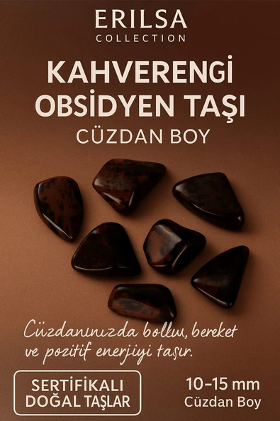Sertifikalı Kahverengi Obsidyen Taşı Kütle 10-15 mm – Koruma Topraklanma ve Bereket Taşı ürün görseli