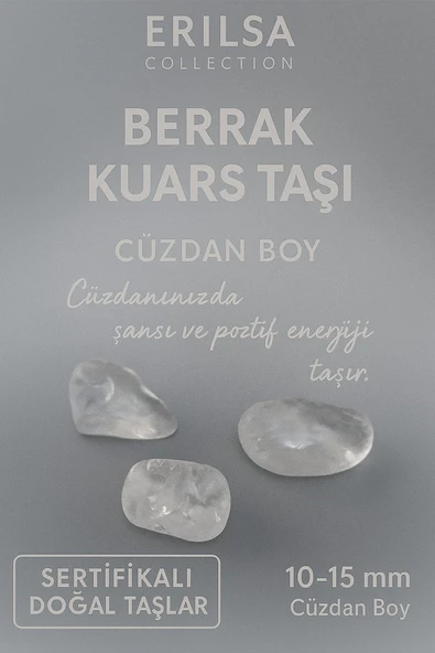 Sertifikalı Berrak Kuvars Taşı Kütle 10-15 mm Cüzdan Boy – Pozitif Enerji ve Şans Taşı ürün görseli