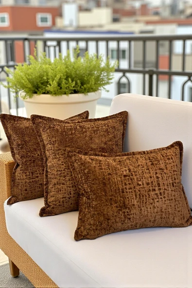 Kırlent İthal Kadife Kumaş 3'lü Set - Yumuşak Dokulu Dekoratif Özel Tasarım Kırlent Kılıfı - S06 ürün görseli