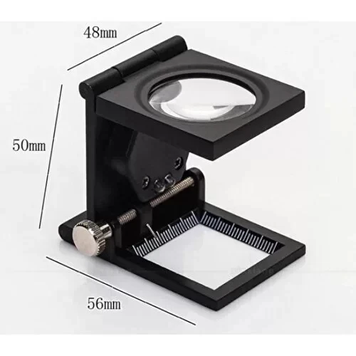 28x28 Mm Katlanır Sayaçlı Metal Lüp, 2 Led Işıklı Büyüteç Tekstil Th9005a - Resim 2