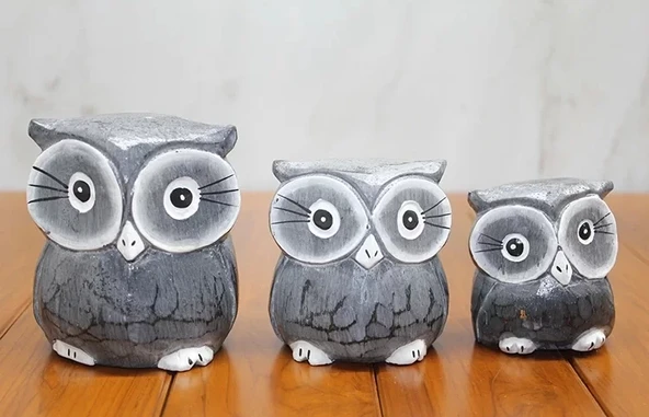 Ahşap 3'lü Baykuş Seti Polos:2 ürün görseli 1