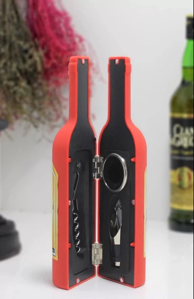 Şişe Tirbuşon Seti Küçük Kırmızı Alk2627 ürün görseli