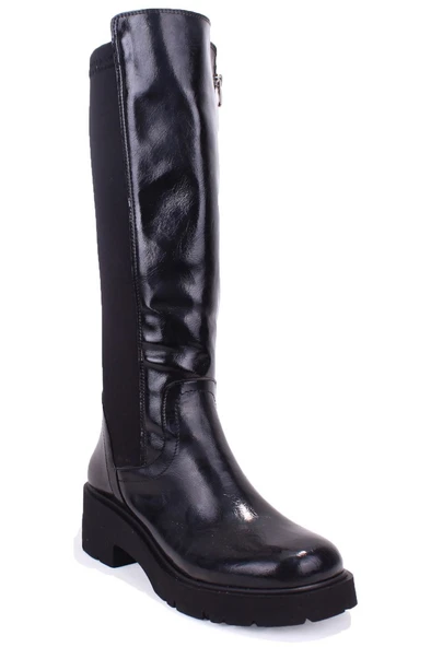 Dagoster DZA07-8961105 Siyah Rugan Günlük Streçli Düz Topuk Kadın Çizme ürün görseli