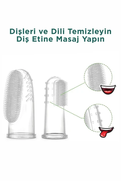 Mucit Home Slikon Parmak Bebek Diş Kaşıyıcı ve Şeffaf Renk Yumuşak Fırça Kutulu Erkek ve Kız Çocuk - Resim 2