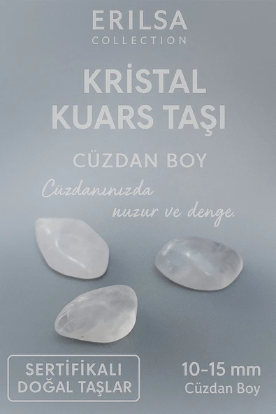 Sertifikalı Kristal Kuvars Taşı Kütle 10-15 mm Cüzdan Boy – Niyet Güçlendirme ve Denge Taşı ürün görseli