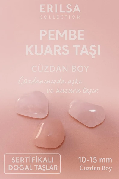Sertifikalı Pembe Kuvars Taşı Kütle 10-15 mm Cüzdan Boy – Aşk ve Huzur Enerjisi Taşı ürün görseli