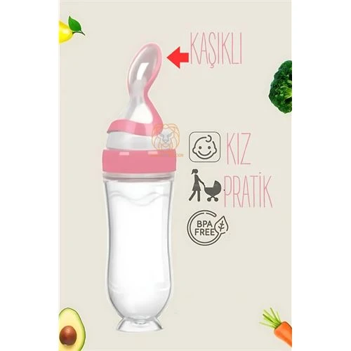Findit Kaşıklı Mama Silikon Biberon KIZ Bebek Besleyici 334756 ürün görseli