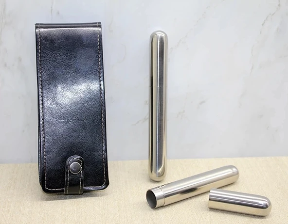 Deri Kılıflı İkili Paslanmaz Çelik  Tüpü Alk3890 ürün görseli