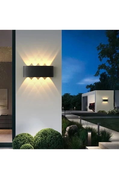 15 W İki Yönlü Led Duvar Aplik - Gün Işığı (3000K) - Siyah - IP44 - CT-8013G - Resim 4