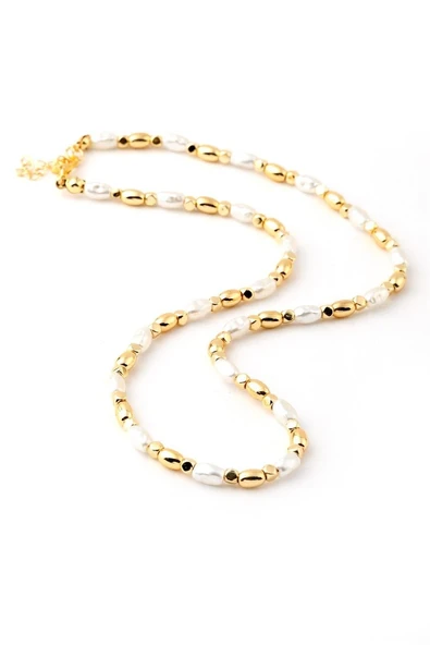 Vip İnci Taşlı Gold Renk Prinç Kadın Kolye ürün görseli