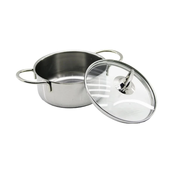 14CM   CAM KAPAK   MİNİ  ÇELİK TENCERE (5365) ürün görseli