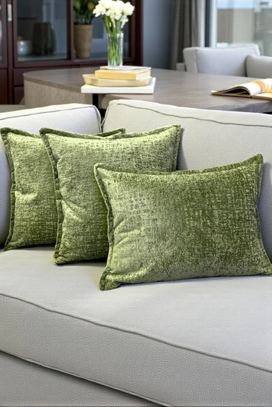 VISIONARIO Kırlent İthal Kadife Kumaş 3'lü Set - Yumuşak Dokulu Dekoratif Özel Tasarım Kırlent Kılıfı - S10 ürün görseli