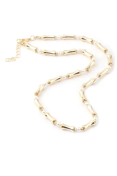 Vip İnci Taşlı Gold Renk Prinç Kadın Kolye ürün görseli