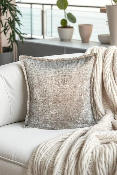 VISIONARIO Kırlent İthal Kadife Kumaş - 45x45cm Yumuşak Dokulu Dekoratif Özel Tasarım Kırlent Kılıfı - S01 ürün görseli