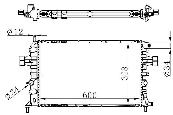 ORIS BOP138016 RADYATÖR ASTRA G-ZAFIRA 1.4 16V-1.6 16V-1.8 16V-2.0 16V-2.2 16V AC KLİMASIZ MEKANİK BRAZING 600x368x16 93177121-9193265-1300214-1300257 ürün görseli 1