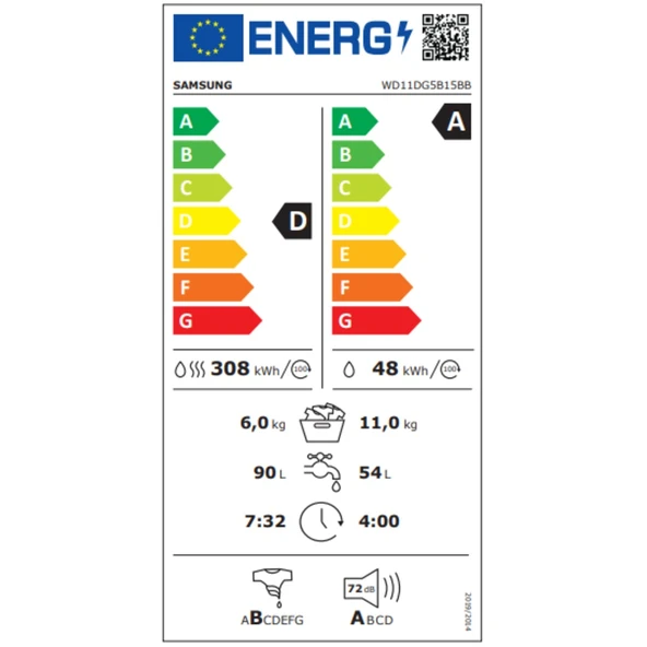 Samsung WD11DG5B15BBAH 11 KG Yıkama + 6 KG Kurutmalı Çamaşır Makinesi Siyah - Resim 7