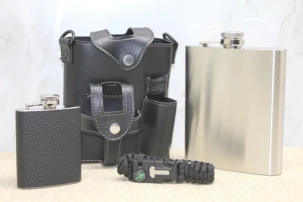 Deri Kılıflı Matara Seti Alk3929 ürün görseli 1