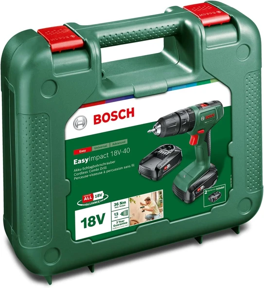 Bosch EasyImpact 18V-40 2 Ah Çift Akülü Darbeli Vidalama Makinesi - 06039D8108 - Resim 2