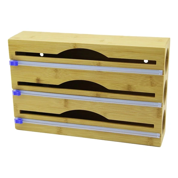 3IN1  AHŞAP BAMBU STREÇLİK FOLYOLUK  KESİCİ BIÇAK KANALLI   22X34CM (5365) ürün görseli