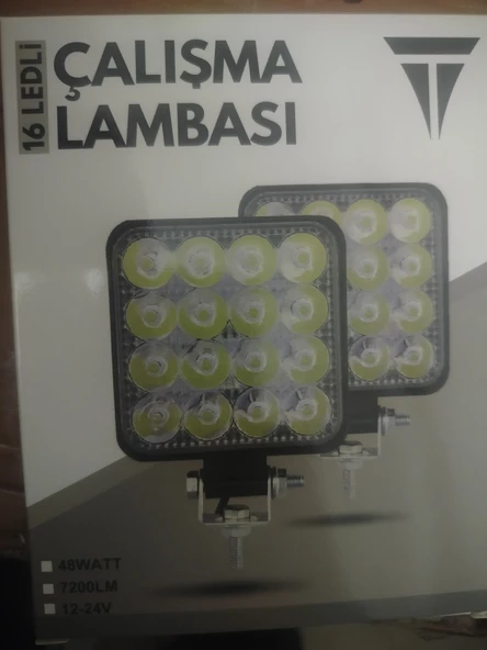 Trendotoshop 16 ledli çalışma lambası kare 12-24 volt ürün görseli
