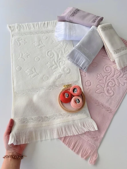Sarra Mysoft Etamin Havlu Ve Kanaviçe İşlemelik - Krem - 30-50 - 3