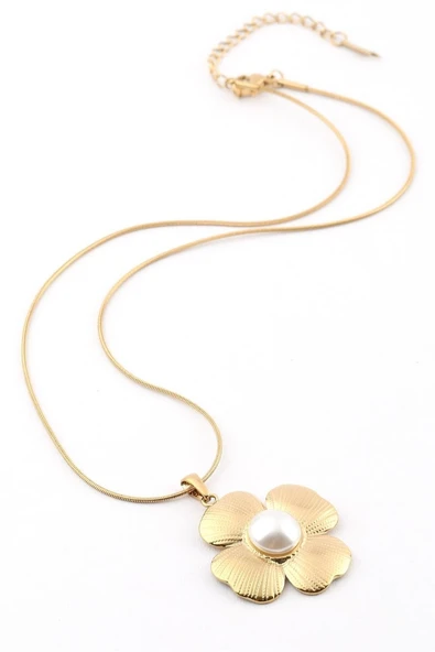 Çelik Papatya Model Gold Kadın Kolye ürün görseli