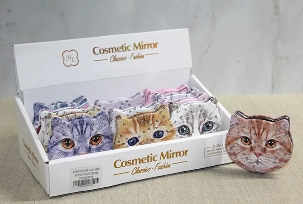 Taşlı Kedi El Aynası Alk3749 ürün görseli 1