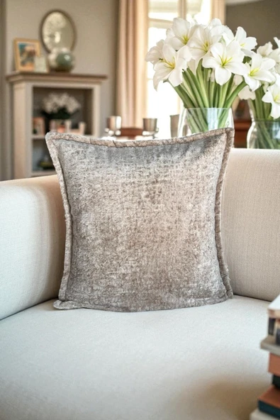 VISIONARIO Kırlent İthal Kadife Kumaş - 45x45cm Yumuşak Dokulu Dekoratif Özel Tasarım Kırlent Kılıfı - S01 - Resim 2