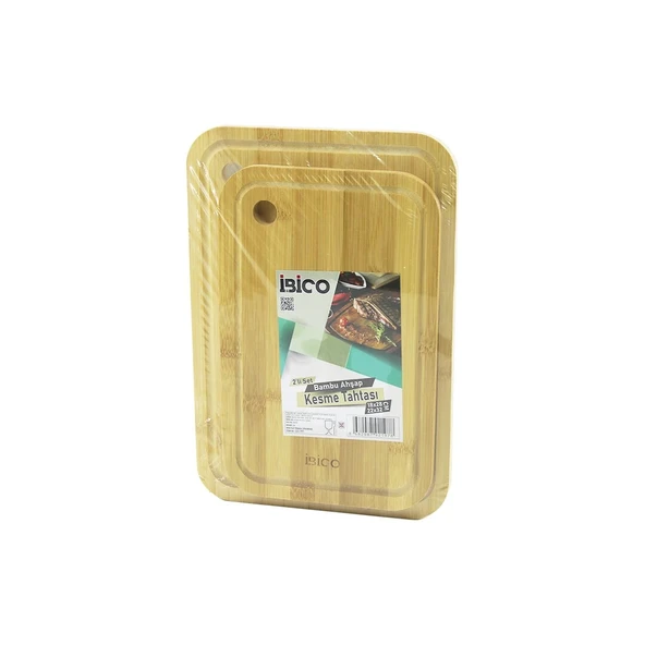 2PCS SETOVAL KENARLI - YUVARLAK DELİKLİ AHŞAP BAMBU KESİM PANOSU - KESME TAHTASI 18X28X1CM--22X32X1CM (5365) ürün görseli