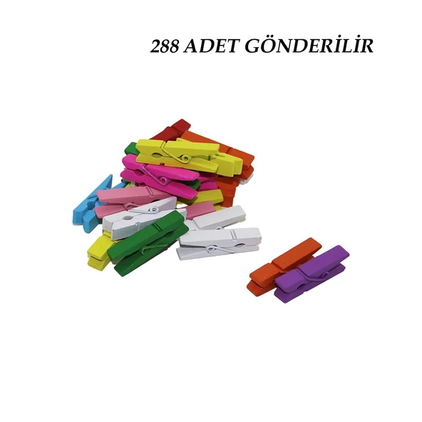 288 ADET MİNİ  RENKLİ AHŞAP  FOTOĞRAF - SÜS - SUNUM MANDALI  (5365) - Resim 2