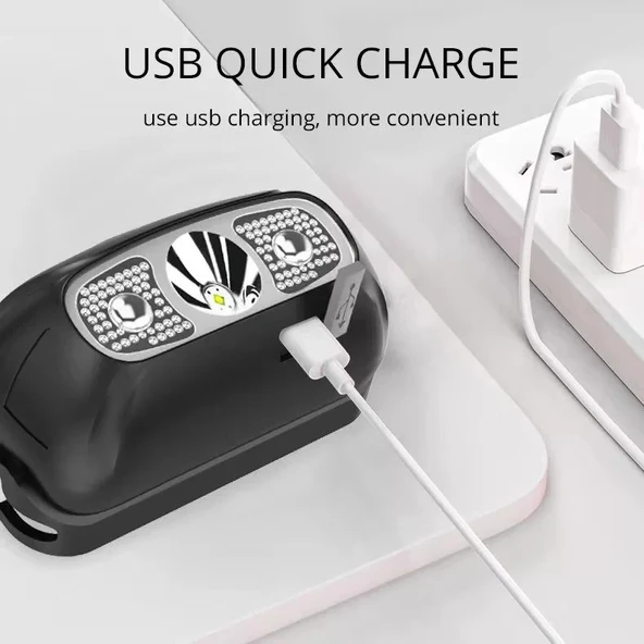 Baretta Brt61 Xpe Pearls Led Hareket Sensörlü Mini Usb Şarjlı Kafa Feneri - Resim 4