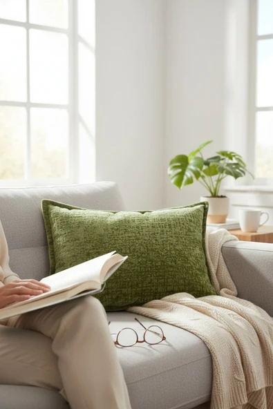 VISIONARIO Kırlent İthal Kadife Kumaş 3'lü Set - Yumuşak Dokulu Dekoratif Özel Tasarım Kırlent Kılıfı - S10 - Resim 6