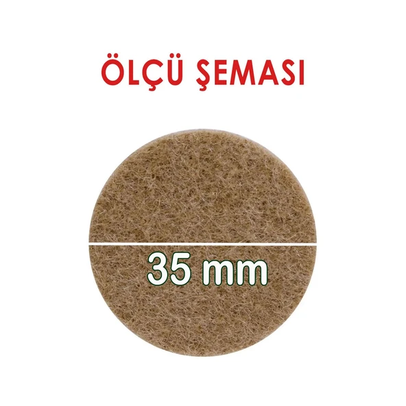 Yapışkanlı Yuvarlak Keçe Masa Sandalye Parke Zemin Ayak Koruyucu Kaydırmaz Keçesi 35 mm (18'Lİ PAKET) - Resim 2