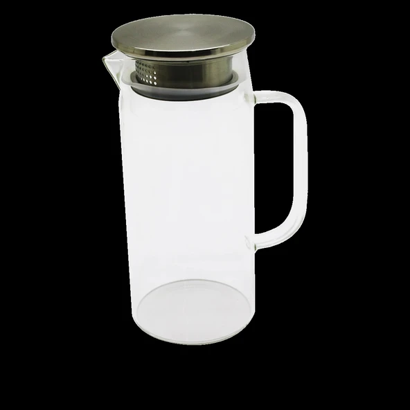 1.2LT - YUVARLAK CAM SÜRAHİ - SÜZGEÇLİ METAL KAPAK BOROSİLİKAT - TERMİSİL ISIYA DAYANAKLI (5365) ürün görseli 1