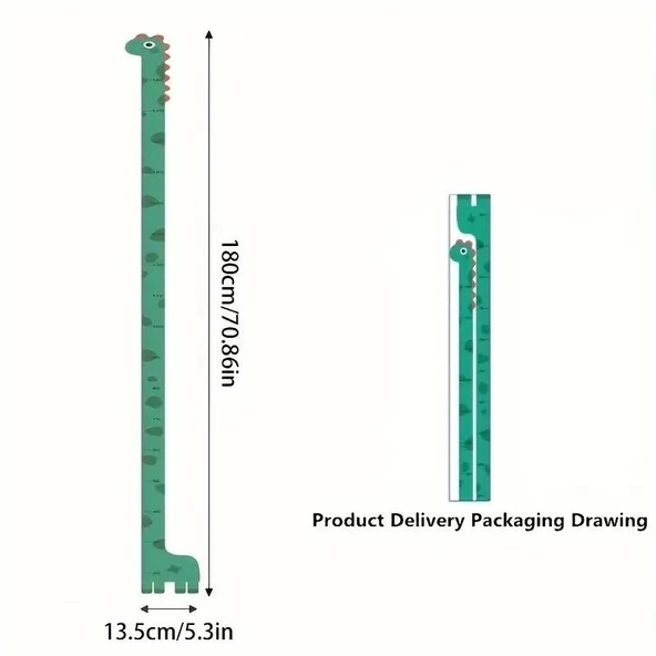 Sevimli Sarı Zürafa   Yeşil Dinazor   Deniz Kızı   Roket  Ağaç Boy Ölçüsü Sticker - Resim 7