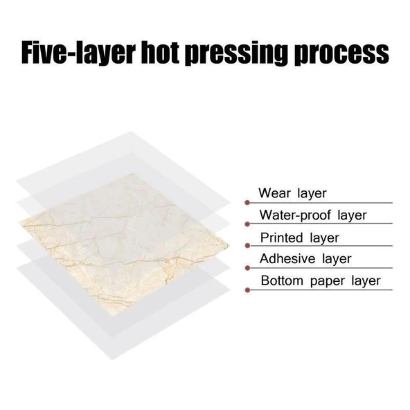 Beyaz Mermer Desenli Alüminyum Plastik Duvar Sticker (30*30) - Resim 7