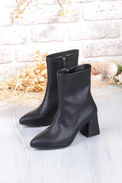 Fort 1193 Uraz Rahat 6 Cm Kalın Topuk Yüksekliği Sivri Burun Kadın Bot - Resim 6