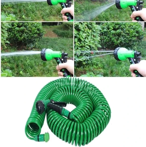 30 Metre Spiral Hortum + 4 Fonksiyonlu Özel Sulama Tabancası (5365) - Resim 3