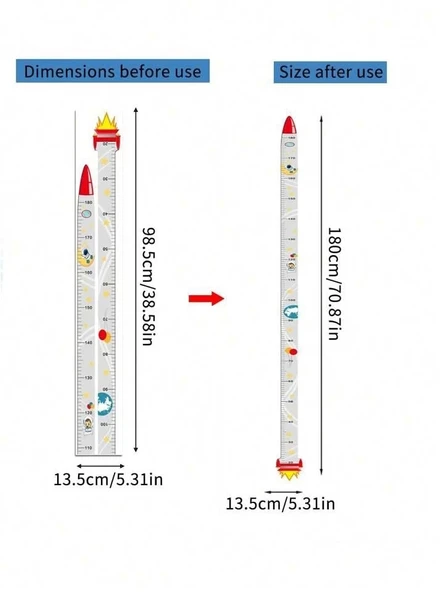 Sevimli Sarı Zürafa   Yeşil Dinazor   Deniz Kızı   Roket  Ağaç Boy Ölçüsü Sticker - Resim 6