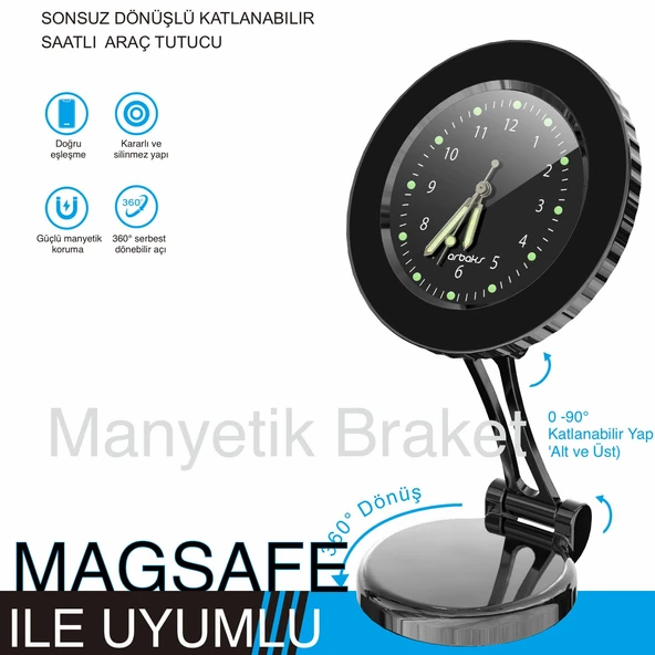 Magsafe Saatlı Araç Telefon Tutucu Arb-615 ürün görseli