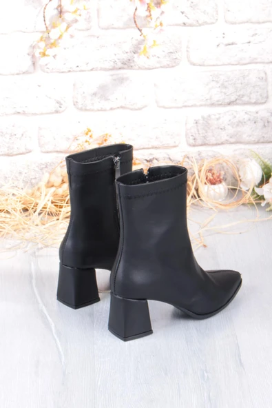 Fort 1193 Uraz Rahat 6 Cm Kalın Topuk Yüksekliği Sivri Burun Kadın Bot - Resim 7