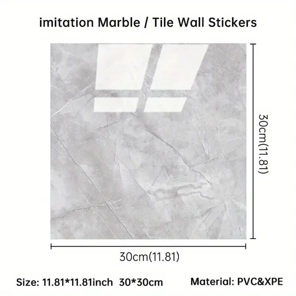 Gri Mermer Desen Duvar Sticker (30*30) - Resim 3