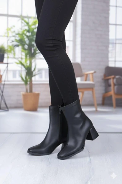 Fort 1195 Uraz Rahat 6 Cm Kalın Topuk Yüksekliği Kut Burun Kadın Bot - Resim 2