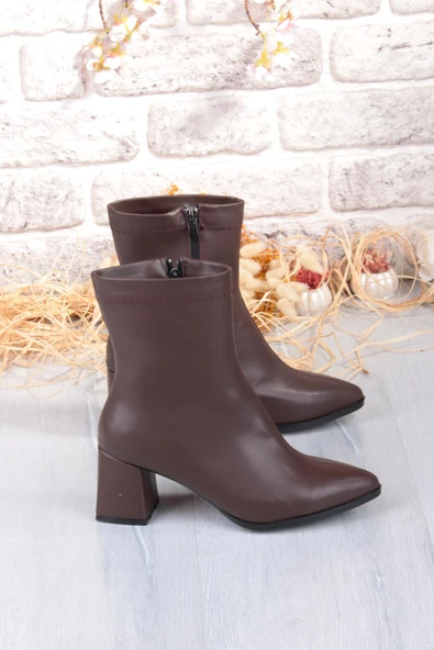 Fort 1193 Uraz Rahat 6 Cm Kalın Topuk Yüksekliği Sivri Burun Kadın Bot - Resim 11