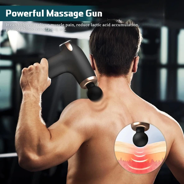 Şarj Edilebilir Küçük Yüz Tabancası Derin Doku Masaj Aleti - 6 Hız Ayarı (5365) - Resim 5